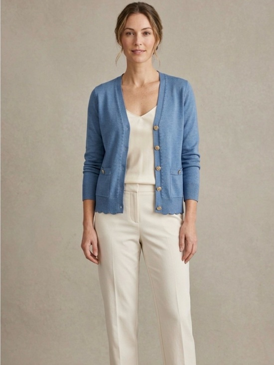 Melissa Paige Tops - Melissa Paige "Quiet Harbor" V-Neck Cardigan - Blue & Gold Large